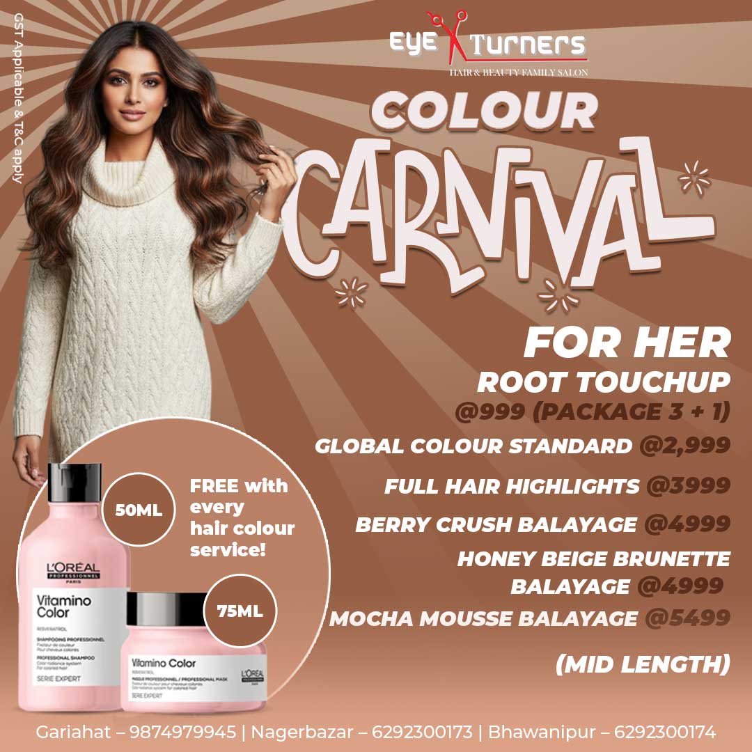 Eye Turners Colour Carnival Offer – Hair colour transformations for women and men